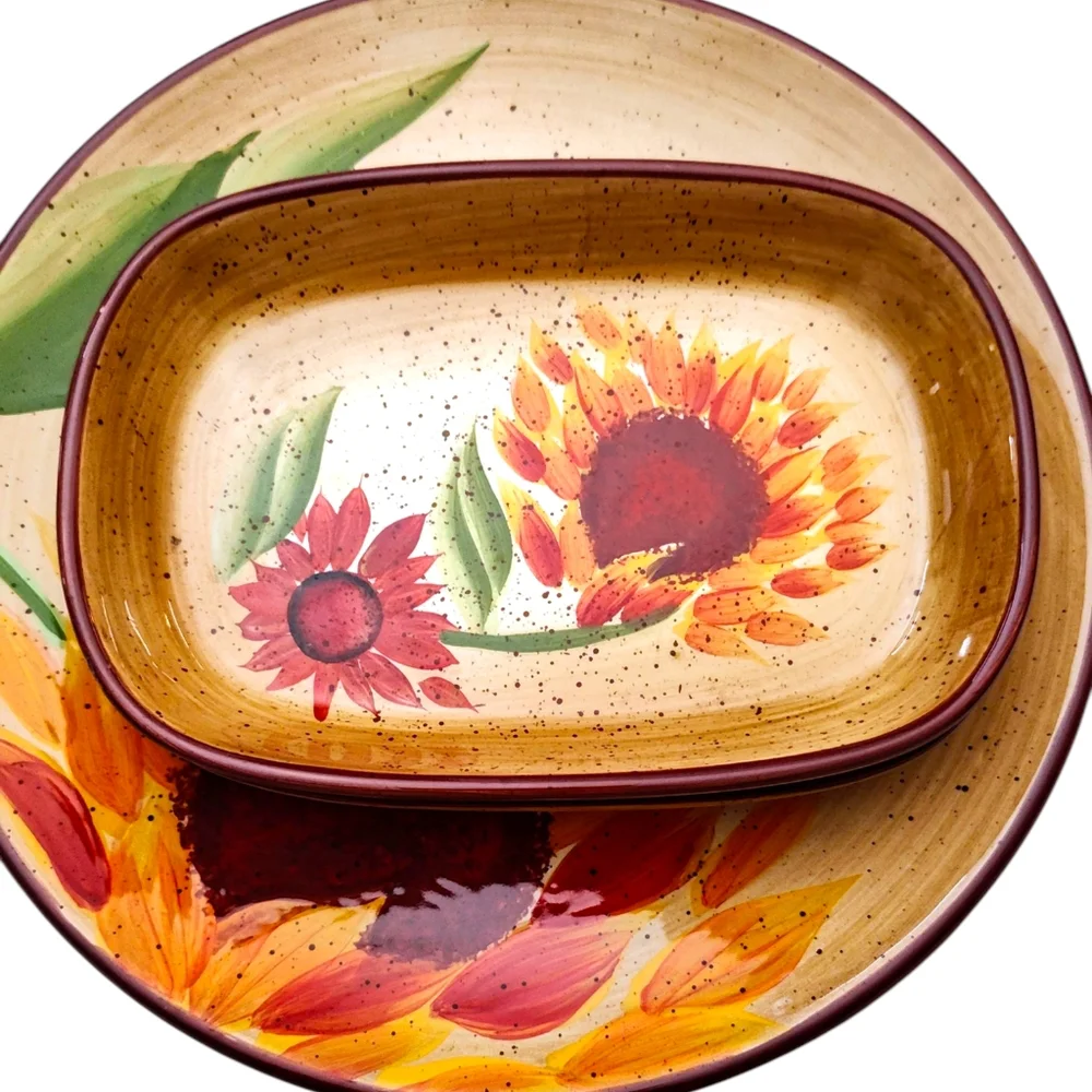 Pfaltzgraff Evening Sun Salad Plates & Hors d’Oeuvre Trays Set (4 Pieces)